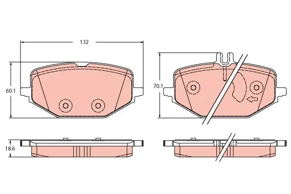 REAR BRAKE PAD - GDB2372, 0004203805 , 0004205102 , 0004207303 , A0004205102 , A0004207303, A0004203805 