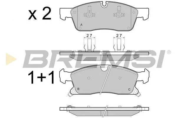 FRONT BRAKE PAD - BP3460, 68052369AB, 68052370AB, 68052370AC, A0004209600, A0004203302, A0064203820, A0064203920, A0074208020, A0074208120, K68052369AA, K68052369AB, K68052370AA