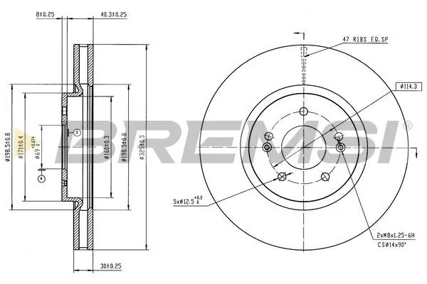 FRONT BRAKE DISC SET - CD8979V, 32301268, 31400568, 31471752, 32300811