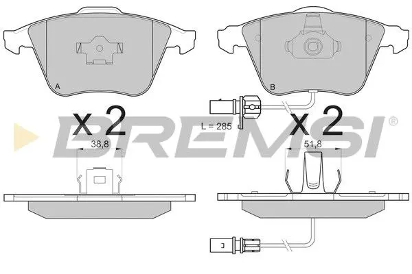 FRONT BRAKE PAD - BP3150, 480698157R , 4F0698151B , 4F0698151K , 4E0698151F , 4E0698151M , 4F0698151A , 4F0698151D , 8E0698151C , 8E0698151G , 8E0698151L