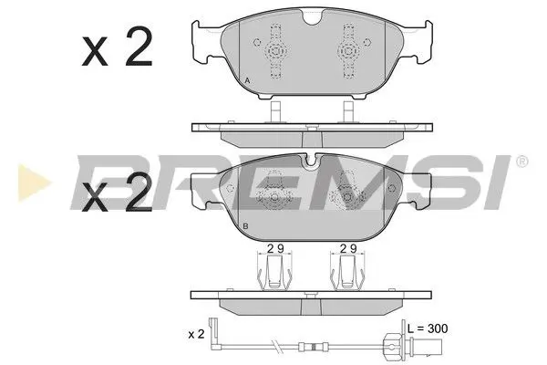 FRONT BRAKE PAD - BP3476, 4G0698151B , 4G0698151G , 4G0698151M , 4G0698151R , 4G0698151S , 4H0698151D
