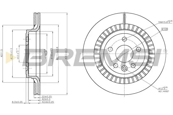 REAR BRAKE DISC SET - CD7802V, 31277357, 31410569, 31471033