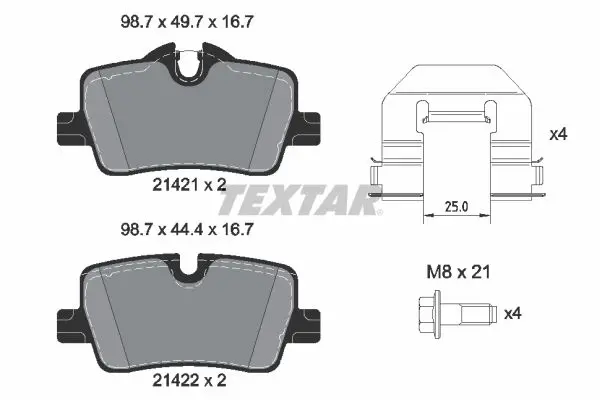 REAR BRAKE PAD - 2142101, 34208844393, 34206888825
